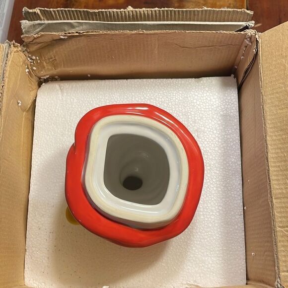 Pfaltzgraff Penguin Skate Red White Black Cookie Jar In Box- Box Has Damage - Picture 13 of 13